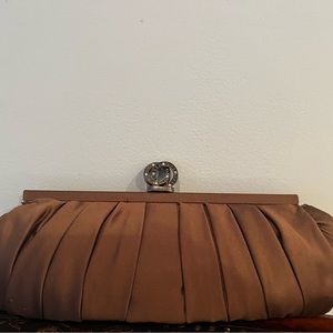 Bronze Evening Bag. Rhinestone clasp.  2 options to make shoulder bag.